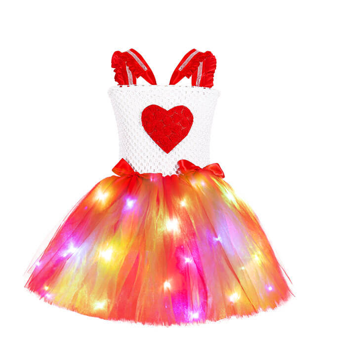 Girls Valentine's Day Red Love LED Light Tutu Dress