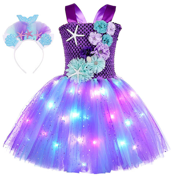 Girls LED Light Mermaid Tutu Dress