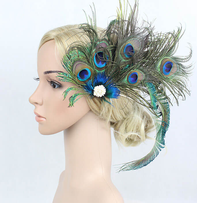 Peacock color matching headdress