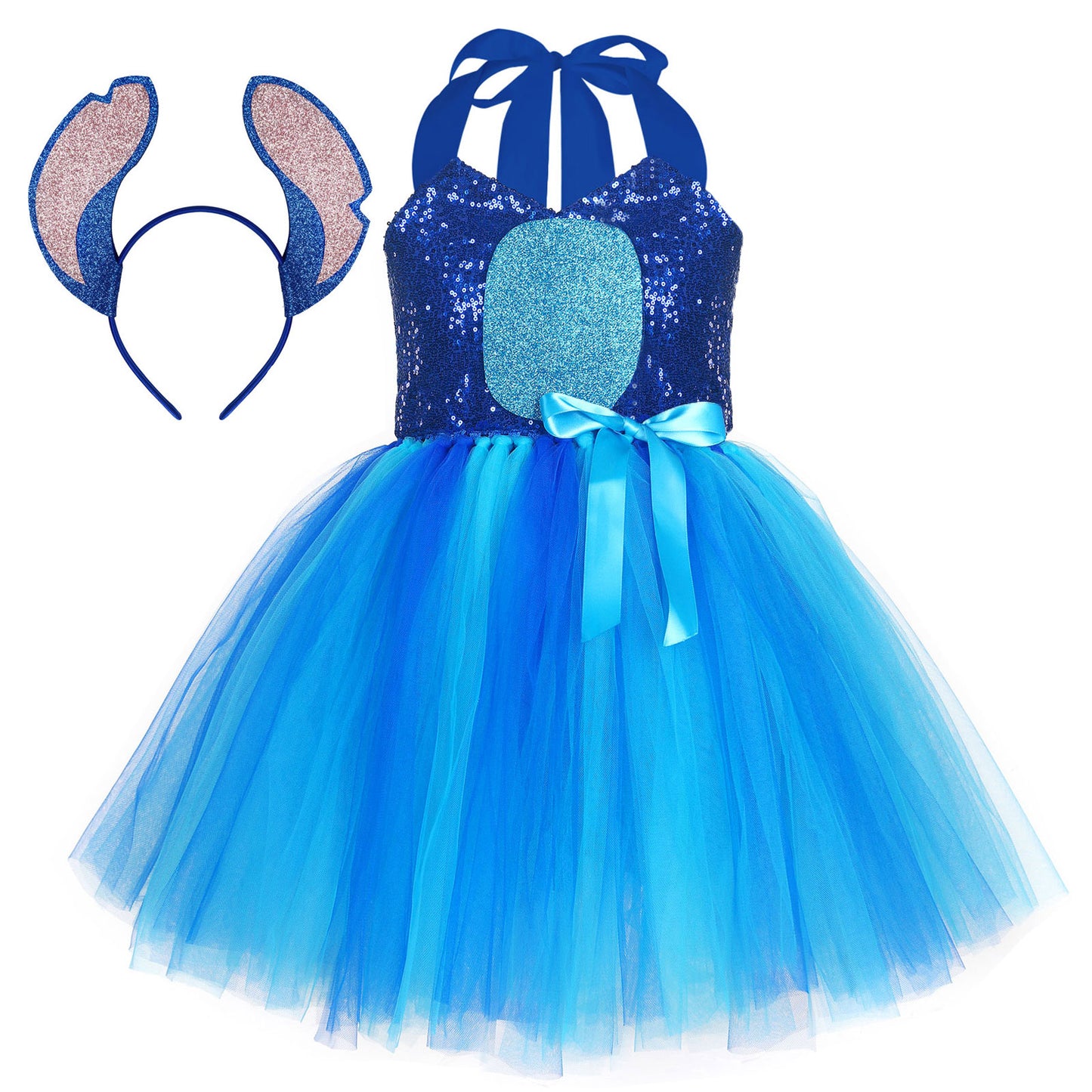 Halloween Tutu Costume Blue Dress with Headband