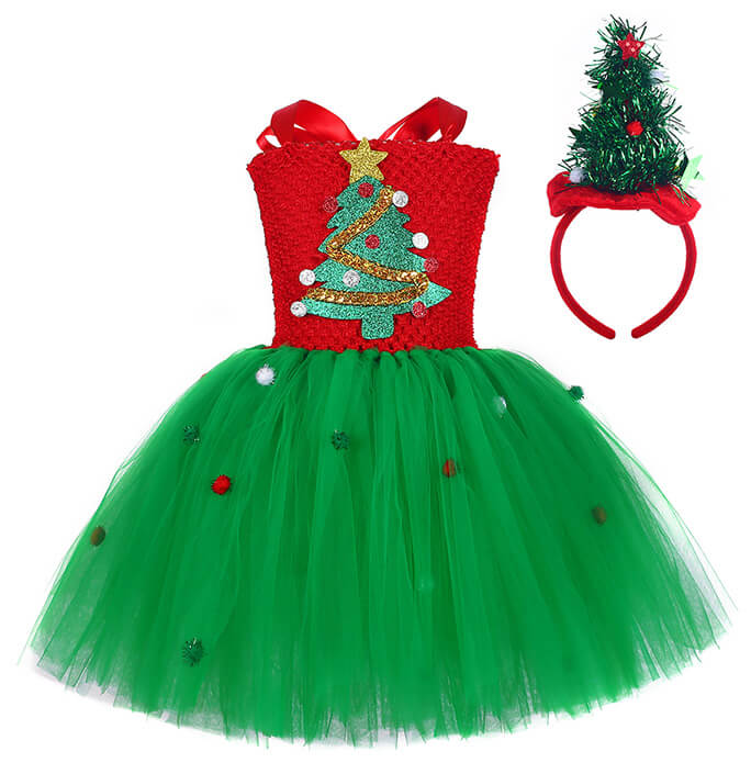 Girls Christmas Tree Party Dress