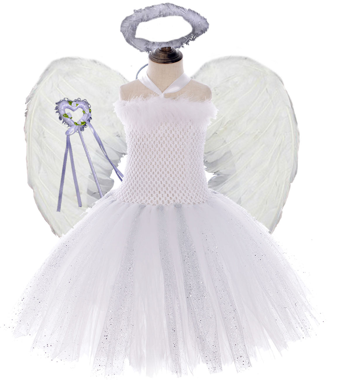 Tutu Dreams 4PCS Angel Costumes for Girls 2-10Y Birthday Outfit Halloween Party