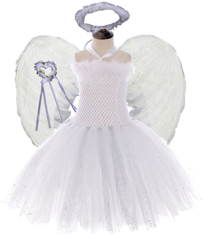 Tutu Dreams 4PCS Angel Costumes for Girls 2-10Y Birthday Outfit Halloween Party