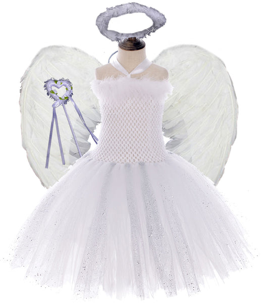 Tutu Dreams 4PCS Angel Costumes for Girls 2-10Y Birthday Outfit Halloween Party