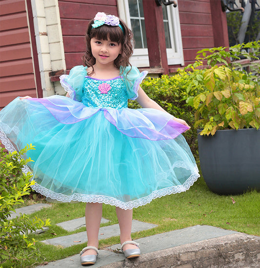 Girls Mermaid Blue Tulle Dress