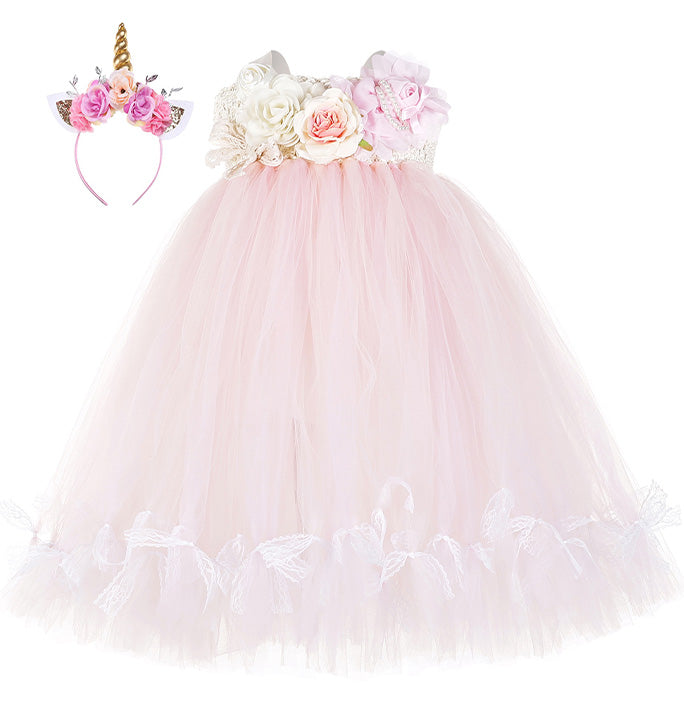 Girls Unicorn Birthday Costume Dress