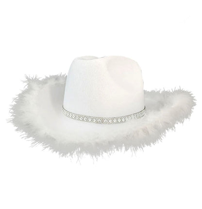 White Feather Nonwoven Party Cowboy Hat