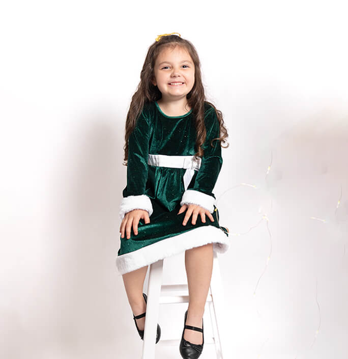 Girls Christmas Velvet Solid Loungewear Dress