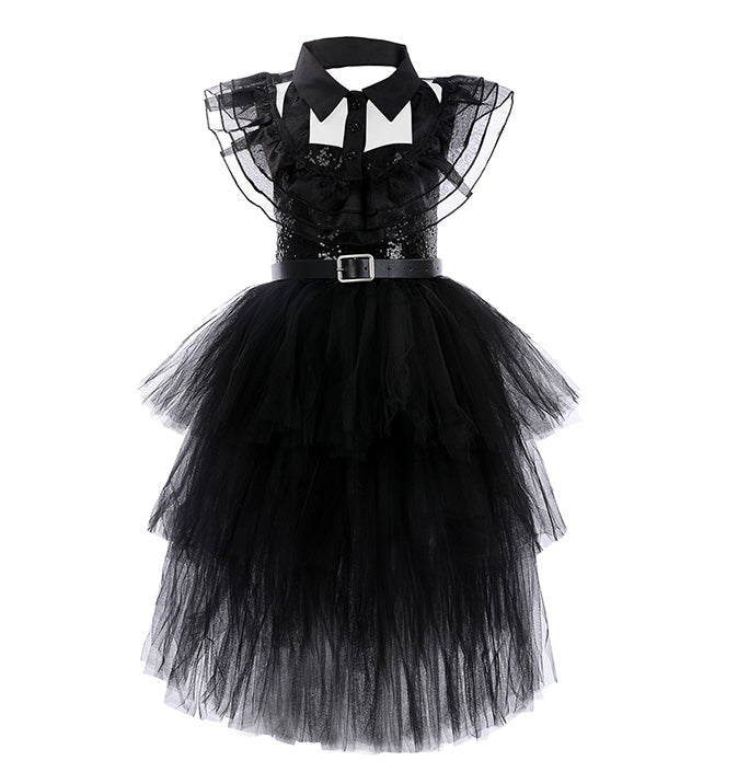 Girls Black Gothic Halloween Princess Dress Up Costume