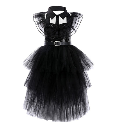 Girls Black Gothic Halloween Princess Dress Up Costume