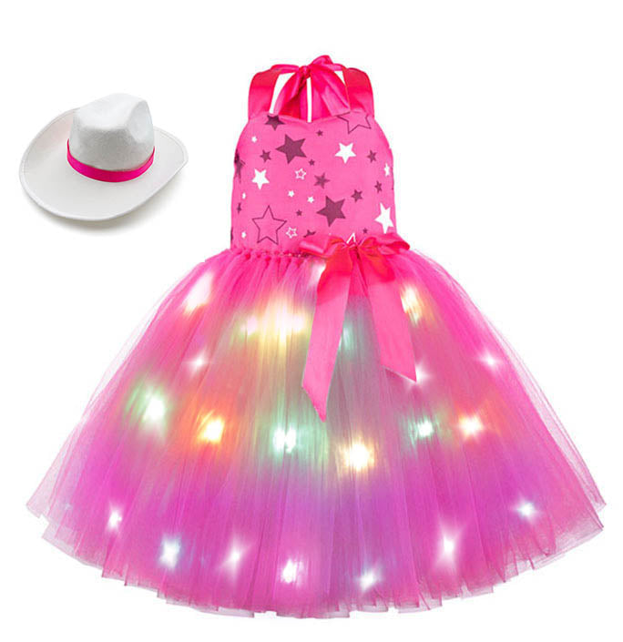 Girls LED Hot Pink Star Tutu Dress