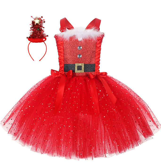 Girl Santa Claus Play Costume Dress