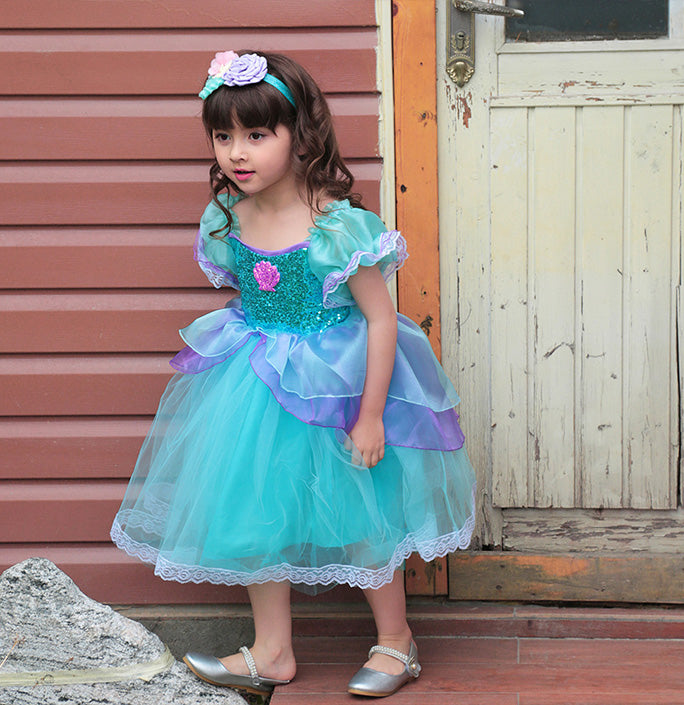 Girls Mermaid Blue Tulle Dress