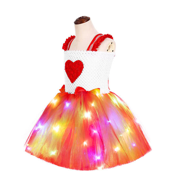 Girls Valentine's Day Red Love LED Light Tutu Dress