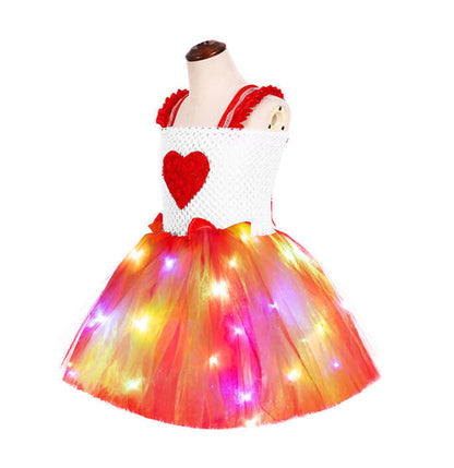 Girls Valentine's Day Red Love LED Light Tutu Dress