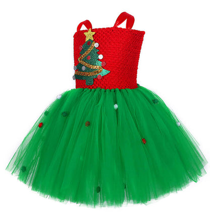 Girls Christmas Tree Party Dress