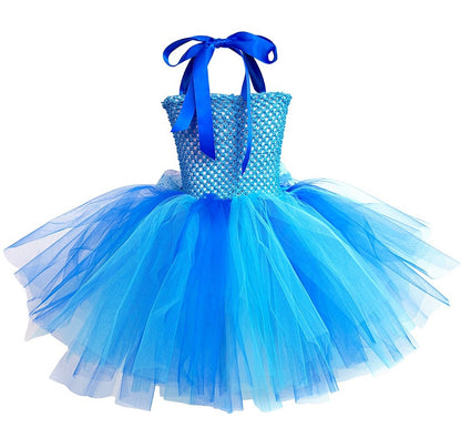 Tutu Dreams Blue Tiger Animal Costumes for Kids Girls 3-12Y Halloween Cosplay Birthday Party Dress