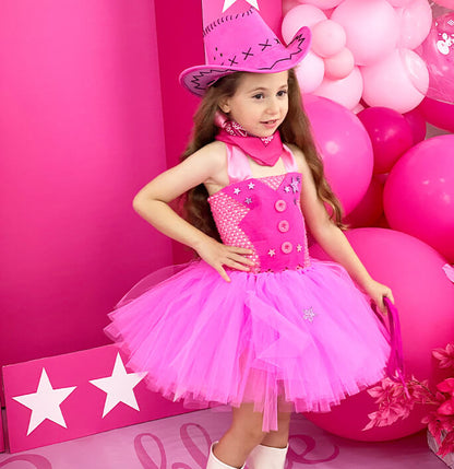 Girls Hot Pink Cowgirl Tutu Dress