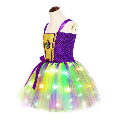 Girls Carnival LED Light Purple Tutu Dress