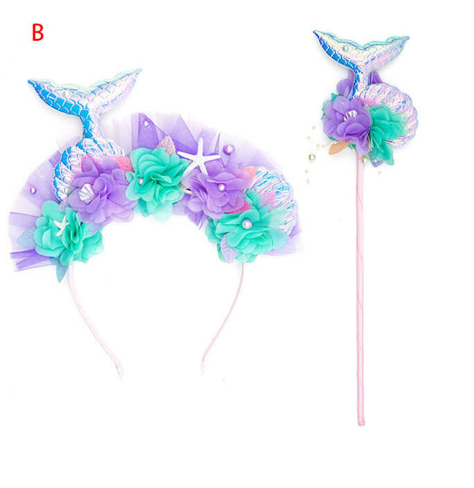 Ocean Blue Mermaid Headband & Wand