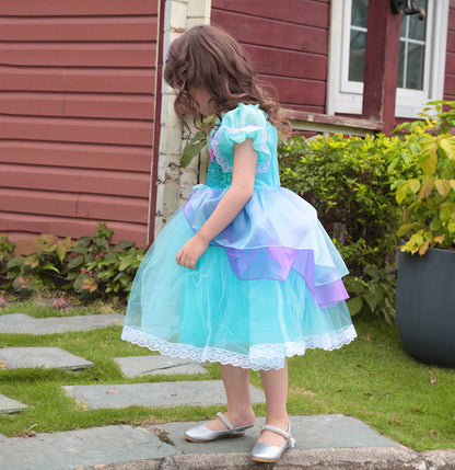 Girls Mermaid Blue Tulle Dress