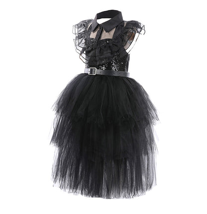 Girls Black Gothic Halloween Princess Dress Up Costume