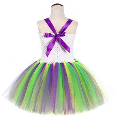 Girls Carnival Flower Decoration LED Light Sequin Tutu Dress