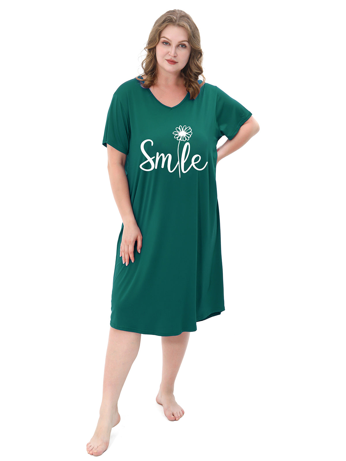 FEREMO Nightgown for Women Plus Size Long Sleepwear Printed Comfy Sleep Shirts 3 Pack