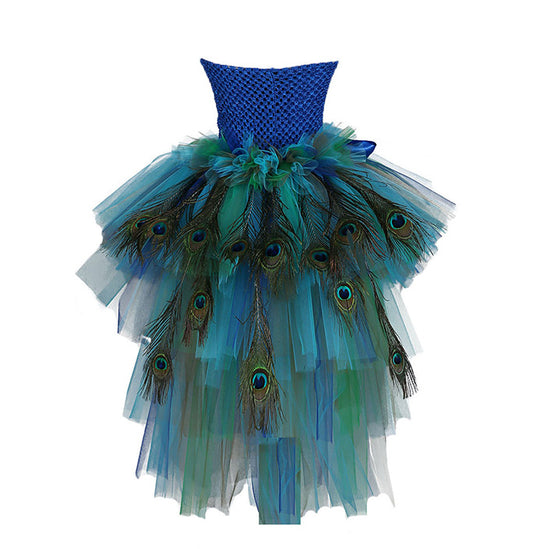 Girls Peacock Princess Festival Tutu Dress