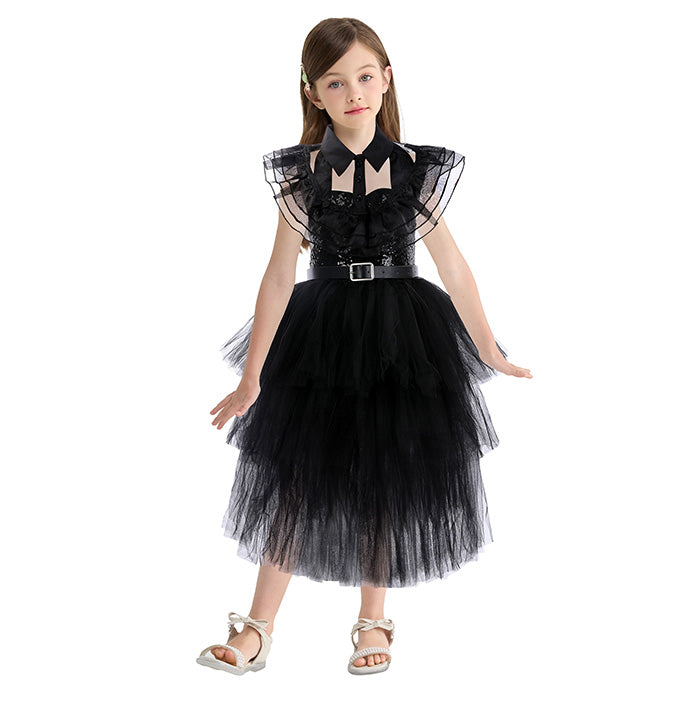 Girls Black Gothic Halloween Princess Dress Up Costume