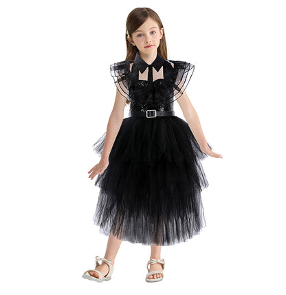 Girls Black Gothic Halloween Princess Dress Up Costume