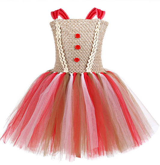 Girls Christmas Gingerbread Man Tutu Dress