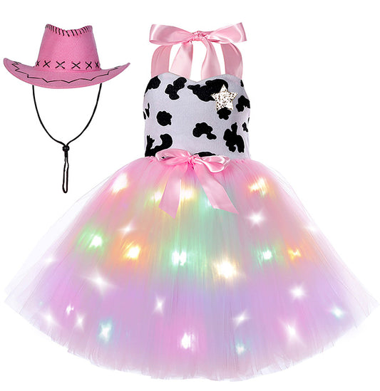 Cowgirls LED  Bow  Festival Birthday Tutu Dress