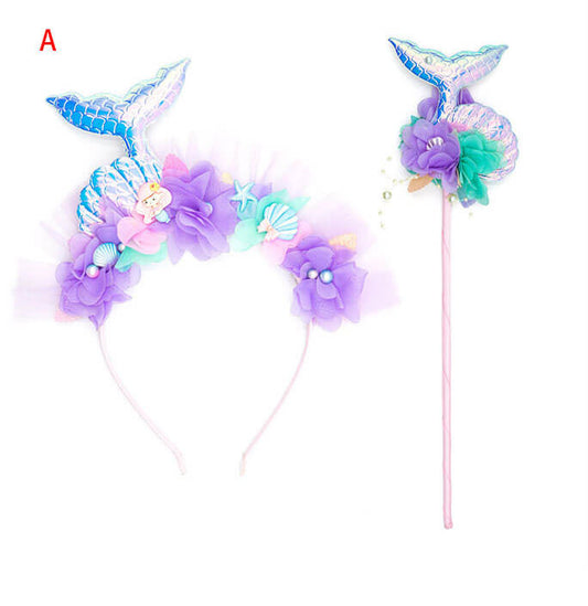 Ocean Blue Mermaid Headband & Wand