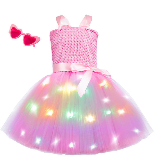 Little Girl LED Pink Dress Birthday Festival Costume