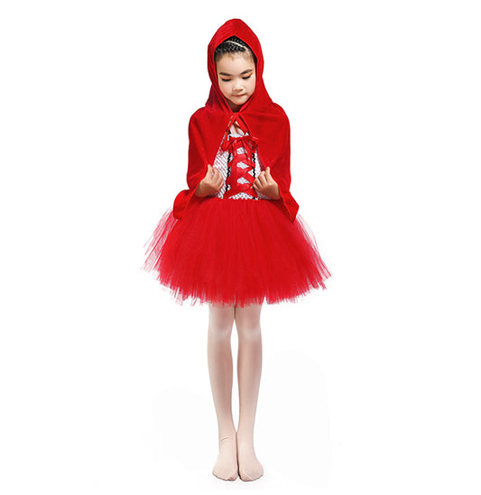 Girls Little Red Riding Hood Performance Tutu Dress