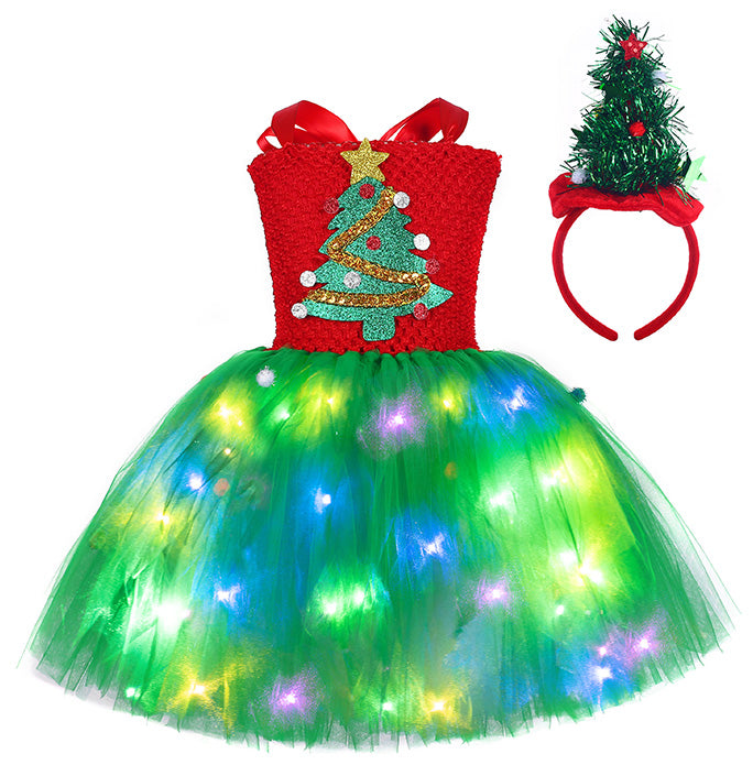 Girls Christmas Tree Party Dress