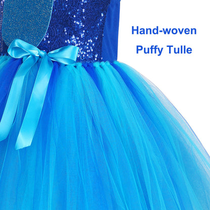 Halloween Tutu Costume Blue Dress with Headband