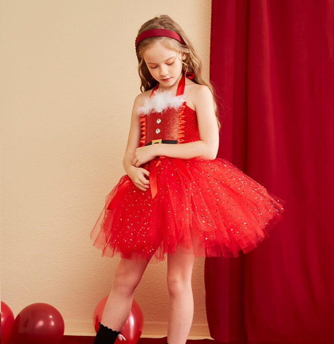 Girl Santa Claus Play Costume Dress