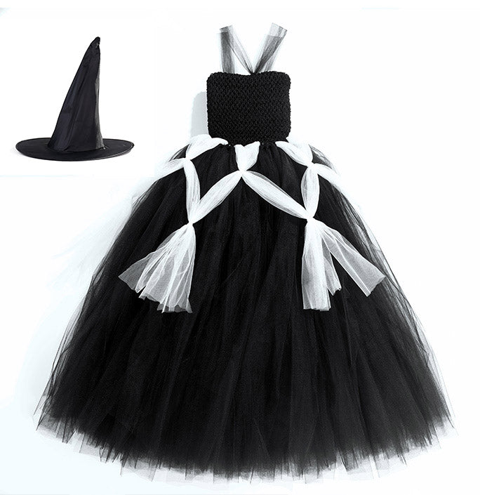 Girls Spider Web Halloween Witch Tutu Dress