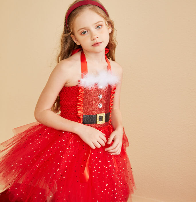 Girl Santa Claus Play Costume Dress