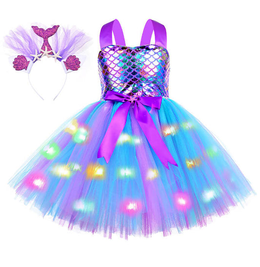 Girls LED Light Sequins Mermaid Costume