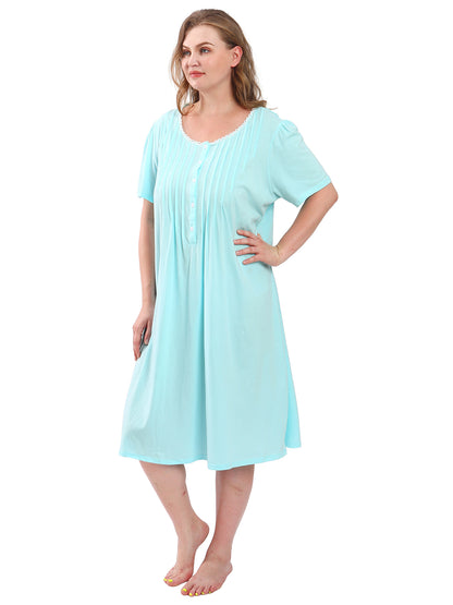 FEREMO 100% Cotton Plus Size Nightgowns for Women Short Sleeve Ladies Sleepwear