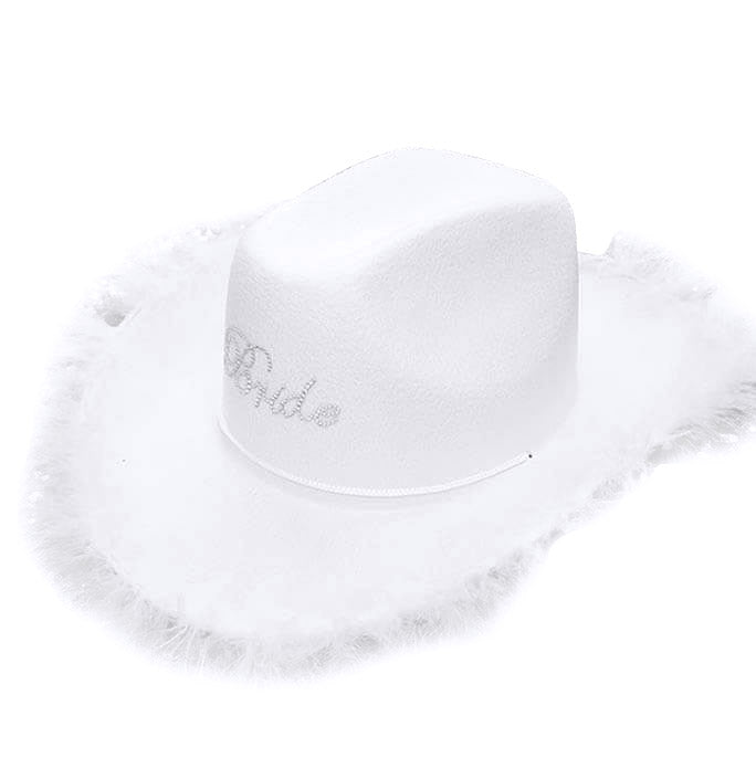 Bride Lettered Raw Edge Bridal Cowgirl Hat