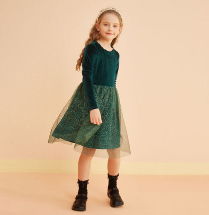 Girls Christmas Style Solid Dress