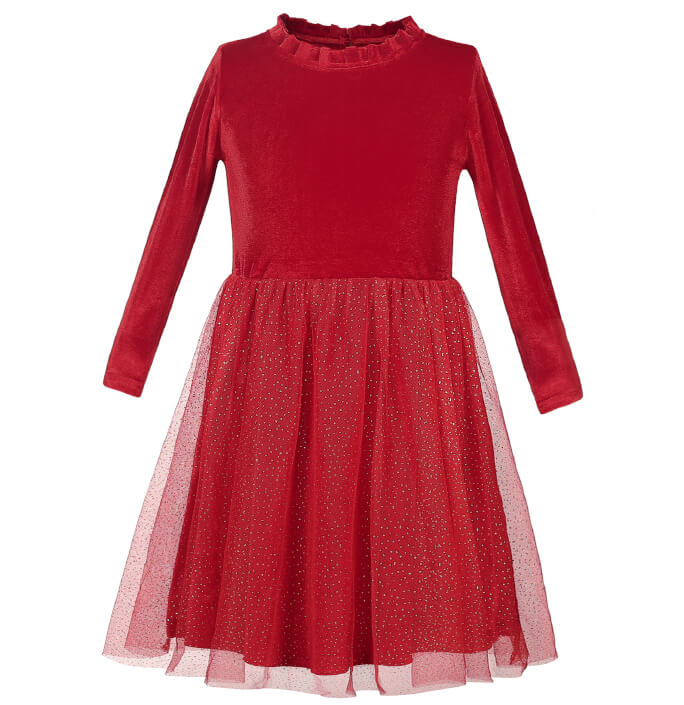 Girls Christmas Style Solid Dress