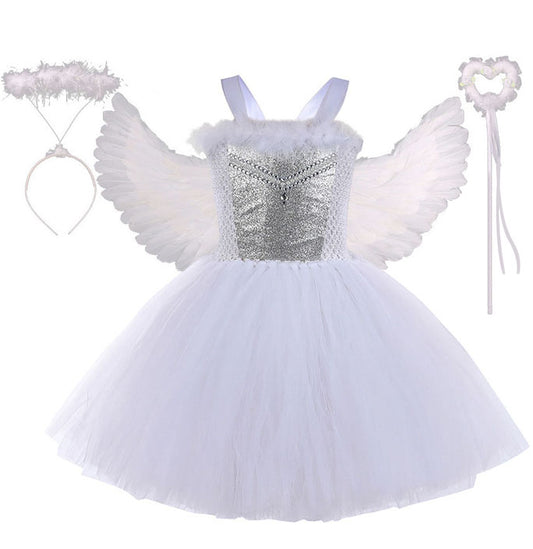 Girls White Angel Gorgeous Tutu Dress