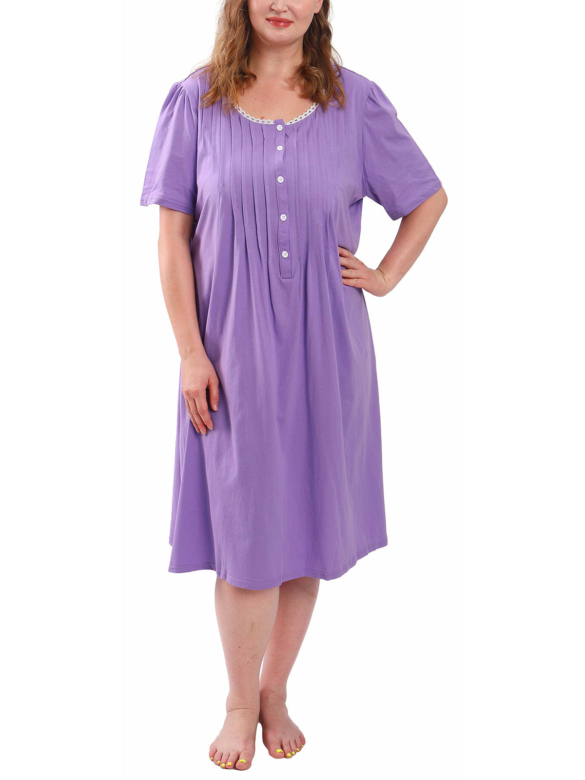 FEREMO 100% Cotton Plus Size Nightgowns for Women Short Sleeve Ladies Sleepwear