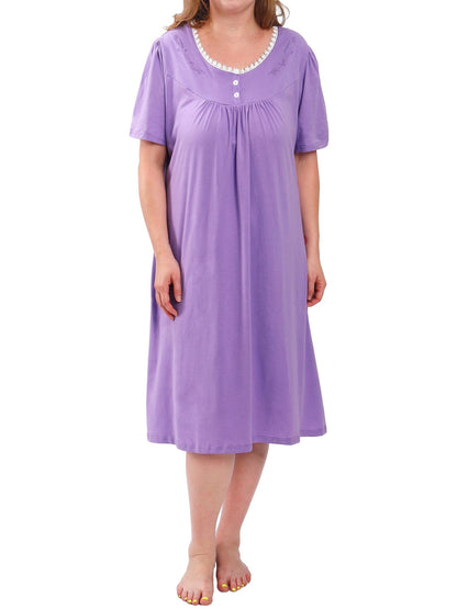 FEREMO 100% Cotton Plus Size Nightgowns for Women Short Sleeve Ladies Sleepwear