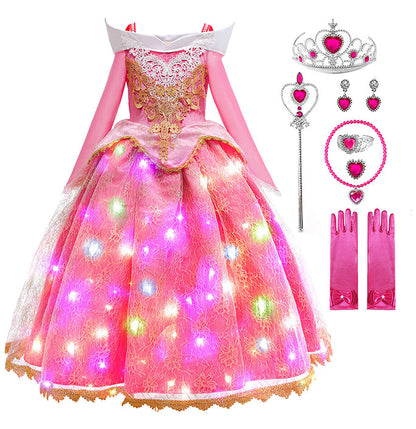 Girls LED Light Red Princess Costume